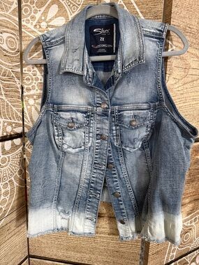 Silver Jeans Light Blue Faded Denim Vest - Women's 2X